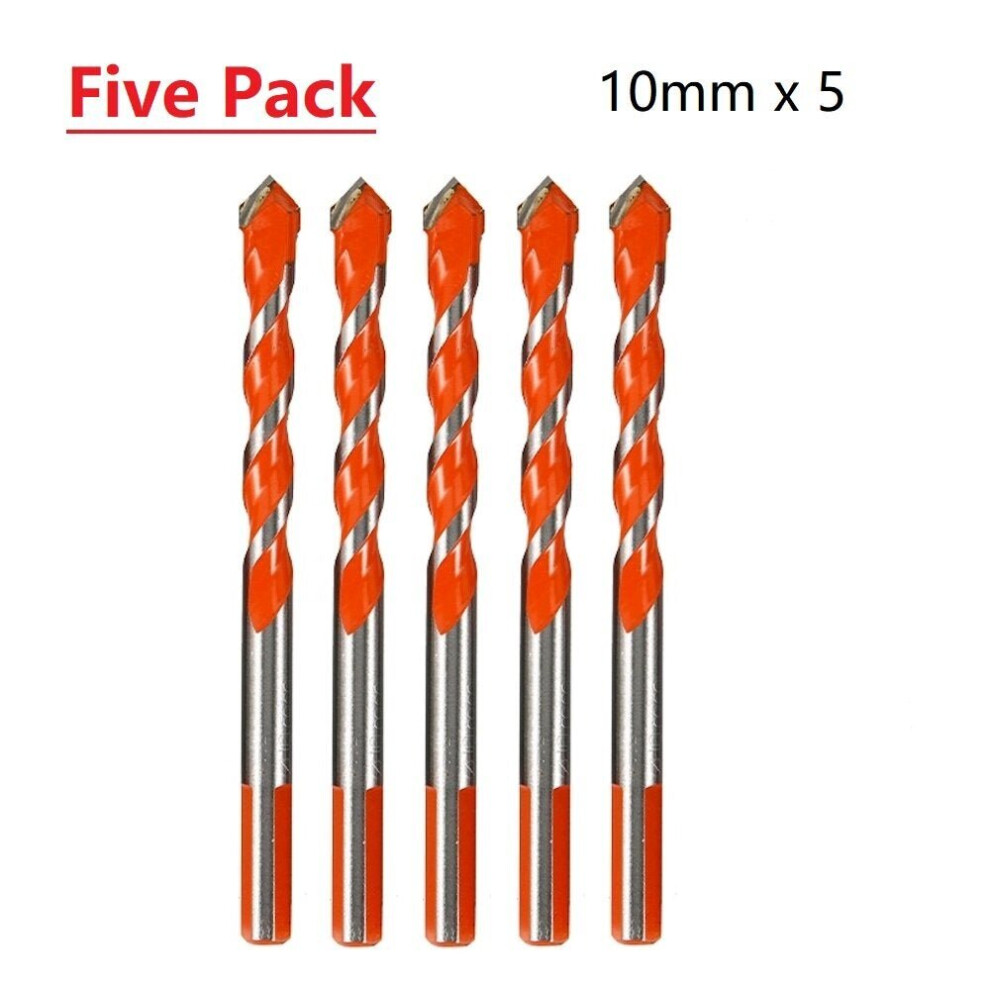 (5 Pcs x 10mm) 5pcs Ceramic Tile Stainless Steel Drill Carbide Overlord Drill Wall Hole Drilling Electric All-powerful Hand Drill Bit