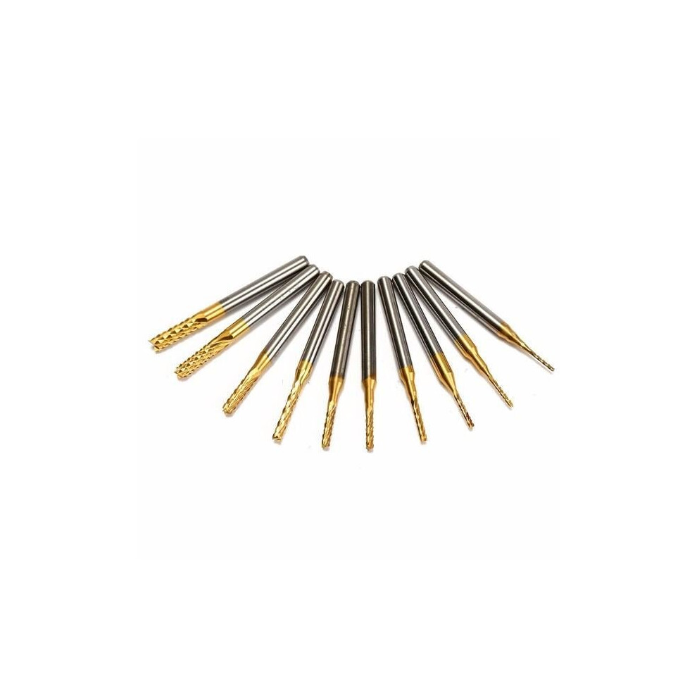 10pcs 0.8-3mm Titanium Coated End Mill Cutter Milling Cutter-image-OPC-P9GNY99-NEW