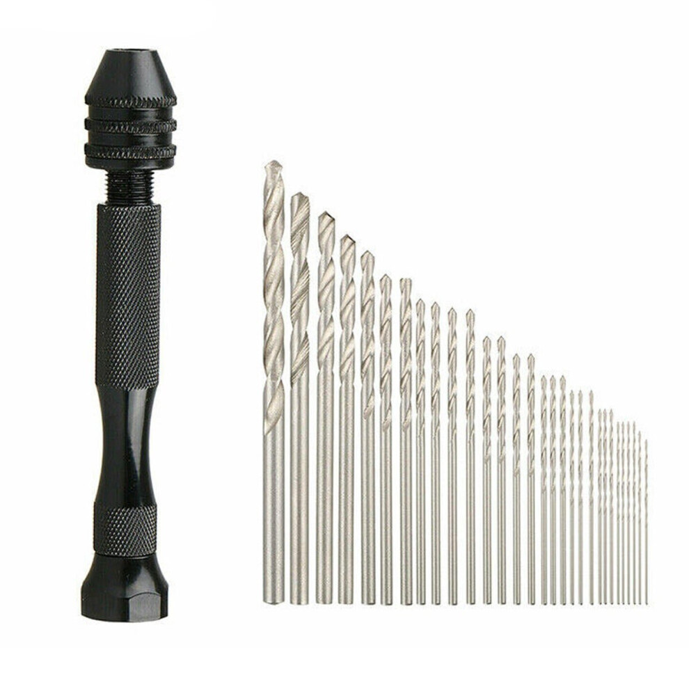 Mini Hand Drill With 30Pcs 0.5Mm-3Mm Twist Bit Model Craft Rotary Tools 3654659107428