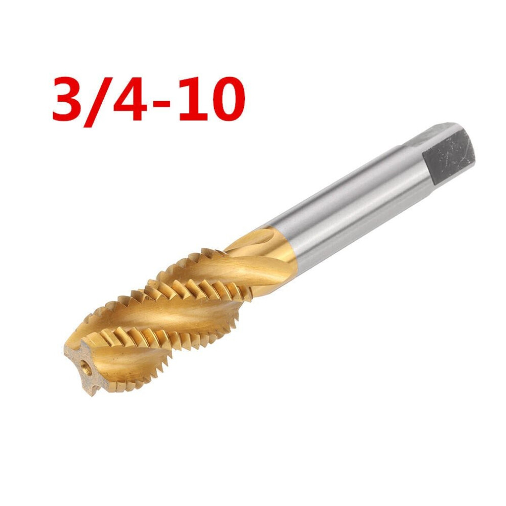 (3/4-10) 1/2-3/4 Imperial Spiral Flute Hand Tap HSS Titanium Coated Machine Screw Plug Tap Drill