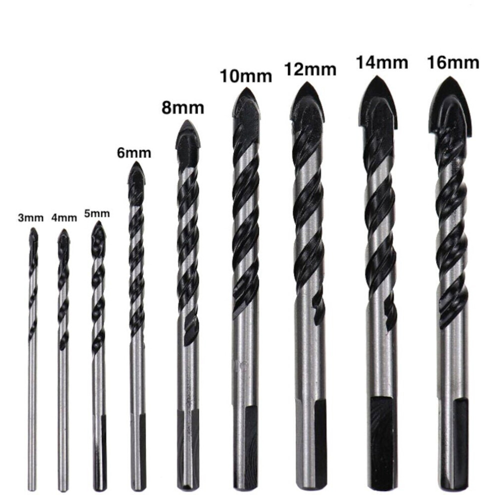 (9Pcs) 5/7/9/10Pcs 3-12Mm Glass Bit Twist Spade Drill Triangle Bits For Ceramic Tile Concrete Marble 6112211944579