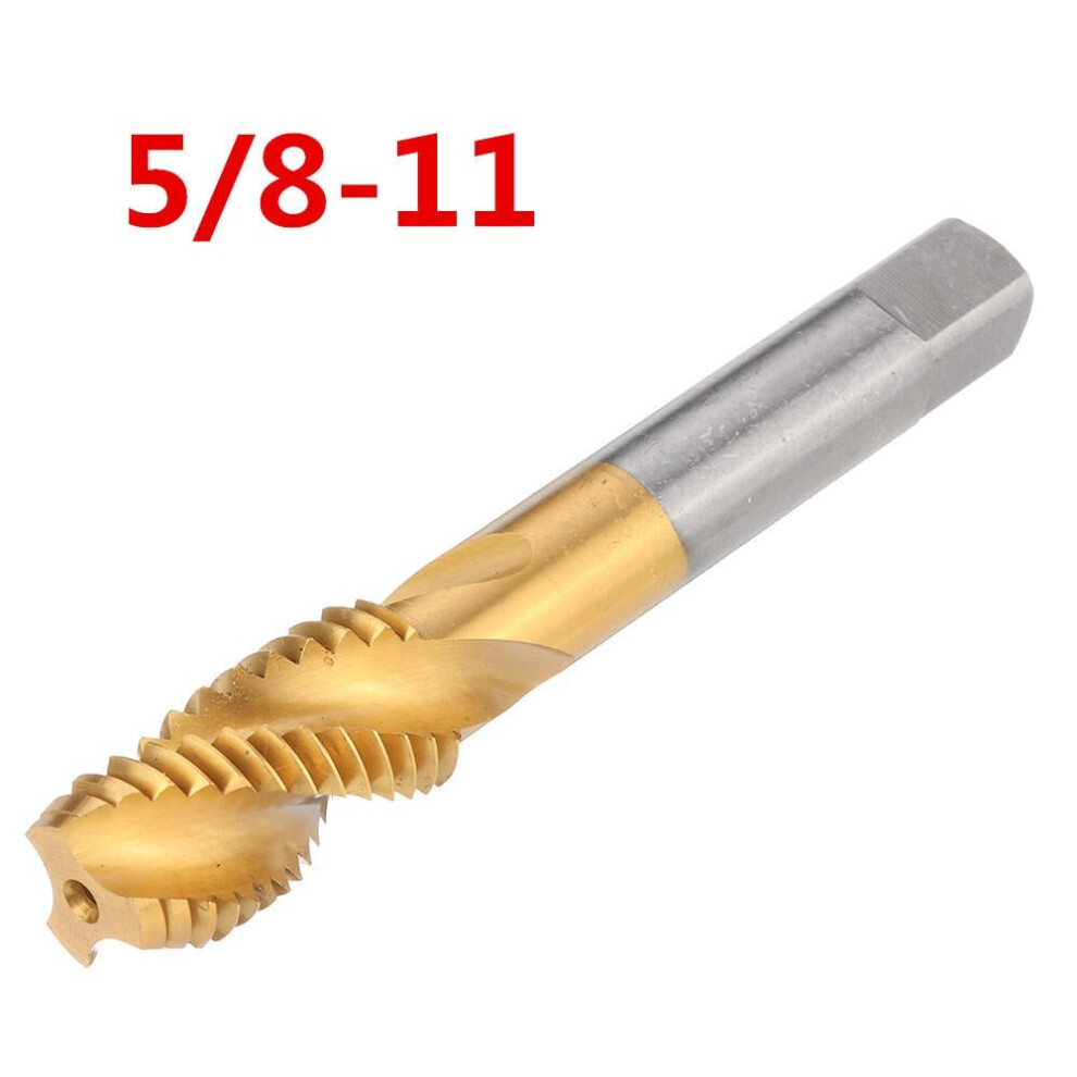 (5/8-11) 1/2-3/4 Imperial Spiral Flute Hand Tap HSS Titanium Coated Machine Screw Plug Tap Drill