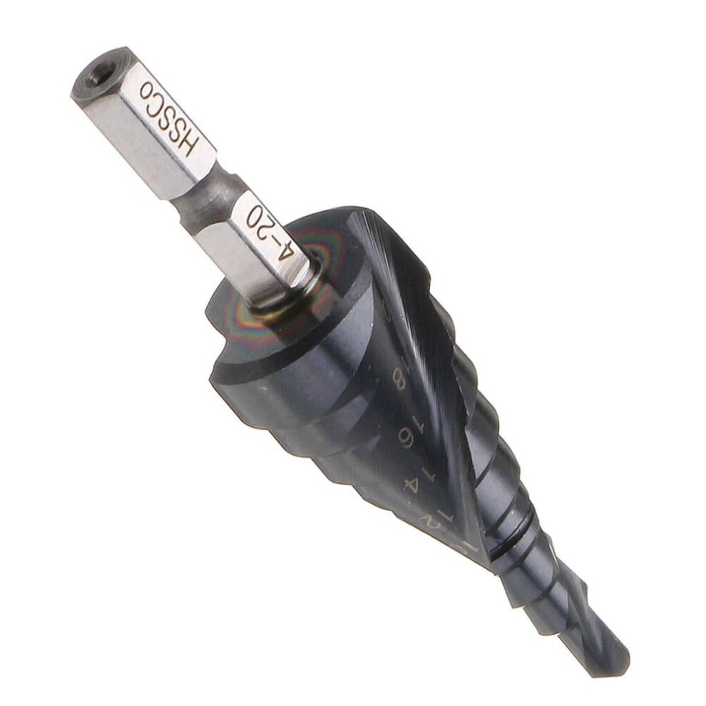 (4-20mm) HRC89 M35 Cobalt Step Drill Bit 3-12/4-12/4-20mm TiAlN Coated Step Drill 1/4 Inch Hex Shank