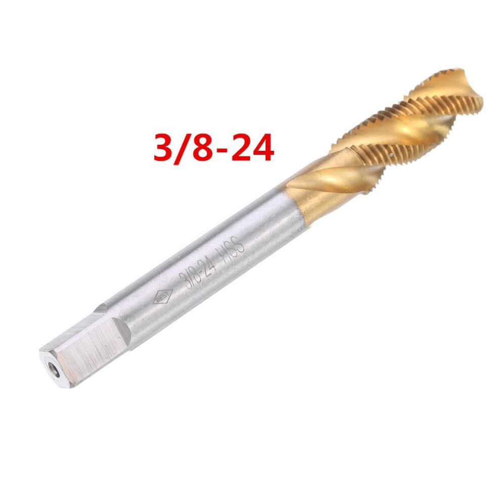 (5/16-18) HSS Spiral Flute Hand Tap Imperial Titanium Coated Machine Screw Plug Tap Drill