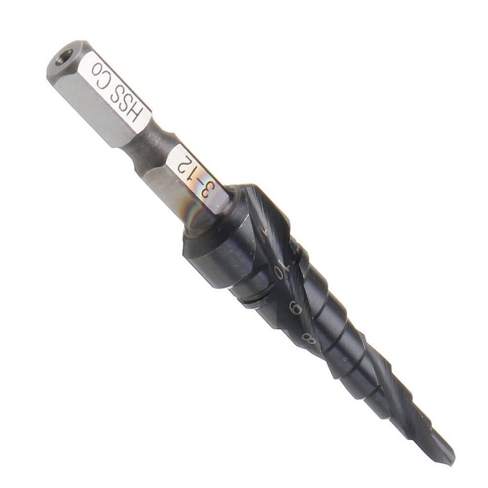 (3-12mm) HRC89 M35 Cobalt Step Drill Bit 3-12/4-12/4-20mm TiAlN Coated Step Drill 1/4 Inch Hex Shank