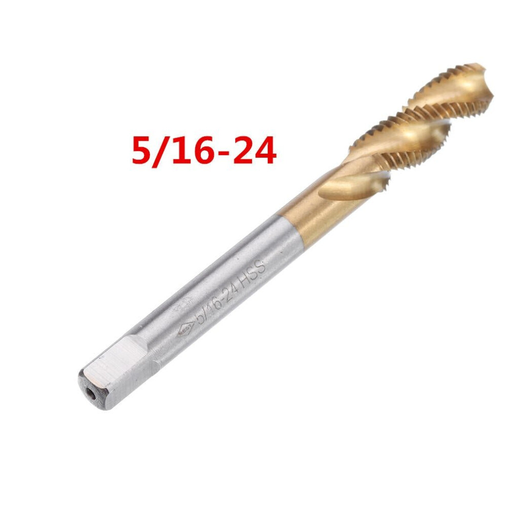 (1/4-28) HSS Spiral Flute Hand Tap Imperial Titanium Coated Machine Screw Plug Tap Drill