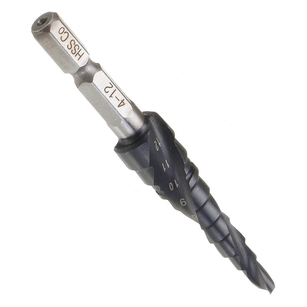 (4-12mm) HRC89 M35 Cobalt Step Drill Bit 3-12/4-12/4-20mm TiAlN Coated Step Drill 1/4 Inch Hex Shank