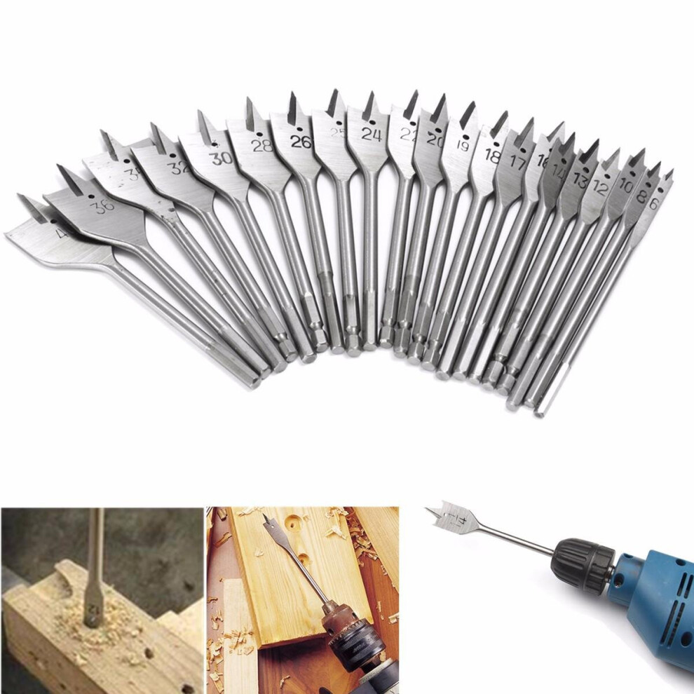 (38mm) 6-40mm Flat Spade Wood Drill Bit Hex Shank Working Hole Cutter