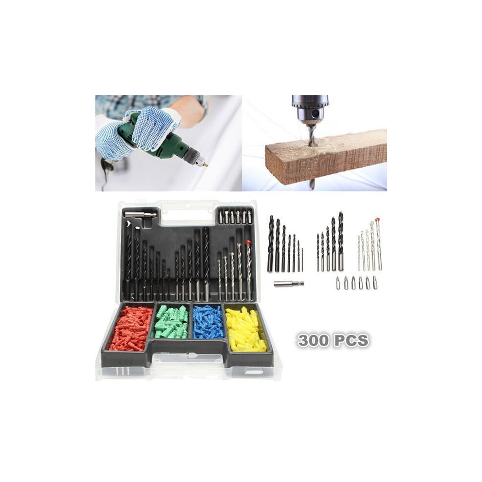 300pcs 2-10mm Drill Bit Set Twist Building with Expansion Screws for Wood Working