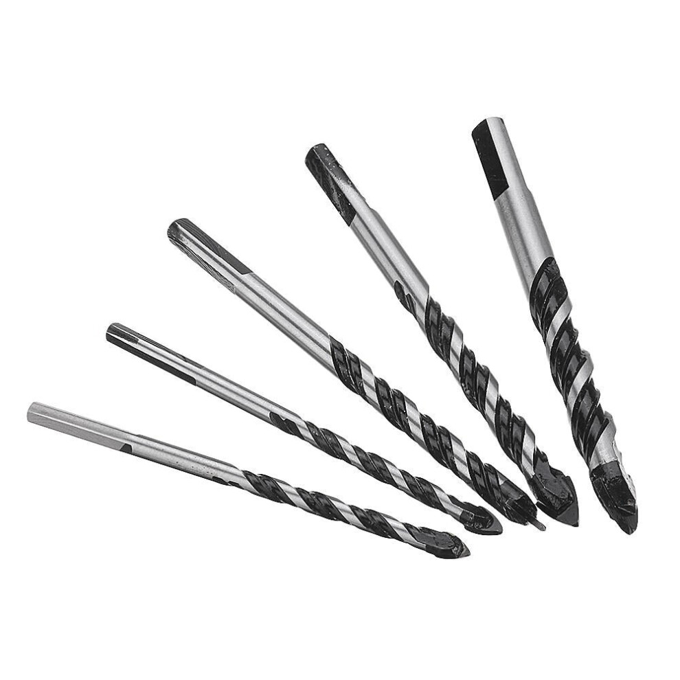 5pcs 6-12mm Masonry Drill Bits Twist Drill Set for Tile Brick Concrete Cement