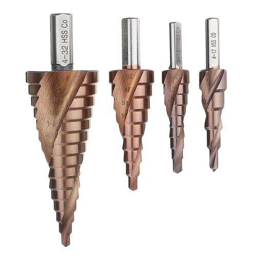 (4-32mm) Cobalt Step Drill Bit Triangle Shank 4-12/4-20/4-32mm Spiral Flute Step Drill 1