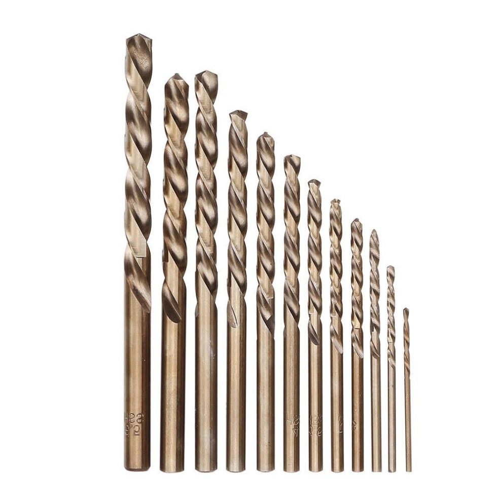 13pcs 1.5-6.5mm HSS-Co M35 Cobalt Twist Drill Bit Set for Metal Wood Drilling