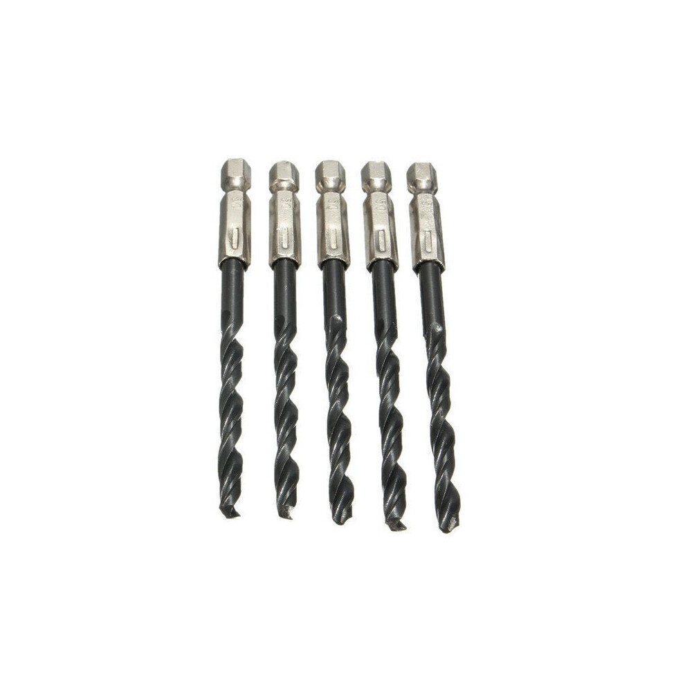 15Pcs 3/4/5Mm Hss 1/4 Inch Hex Shank Twist Drill Bit 6112211918877