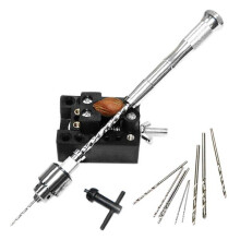 Semi-automatic Mini Hand Drill with 10 Twist Drills 0.3-4.0mm Reamer Pinhole Hand Drill