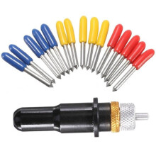 (60) 12mm Black Cutting Plotter With 5pcs Blades 30/45/60 Degree for Roland Vinyl Cutter Blade Holder