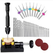 62pcs Hand Drill Set Pin Vise with Clamp and Mini Twist Bits 0.3-1.2mm PCB for Craft Carving DIY