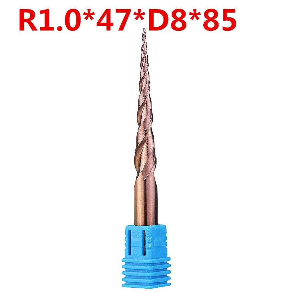 (R1.0*47*D8*85) 2 Flutes R0.5/ R1.0 *47*D8*85 Taper Ball Nose End Mill HRC50 Milling Cutter