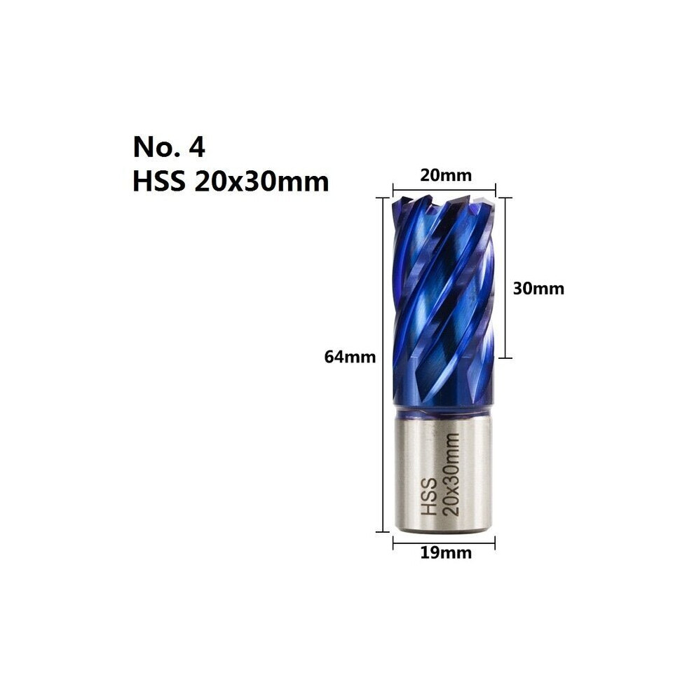 (20mm) 12-42mm Cutting Diameter HSS Hole Opener Core Drill Weldon Shank Nano Blue Coated Annular Cutter Hollow Drill Bit Metal Drilling Bit