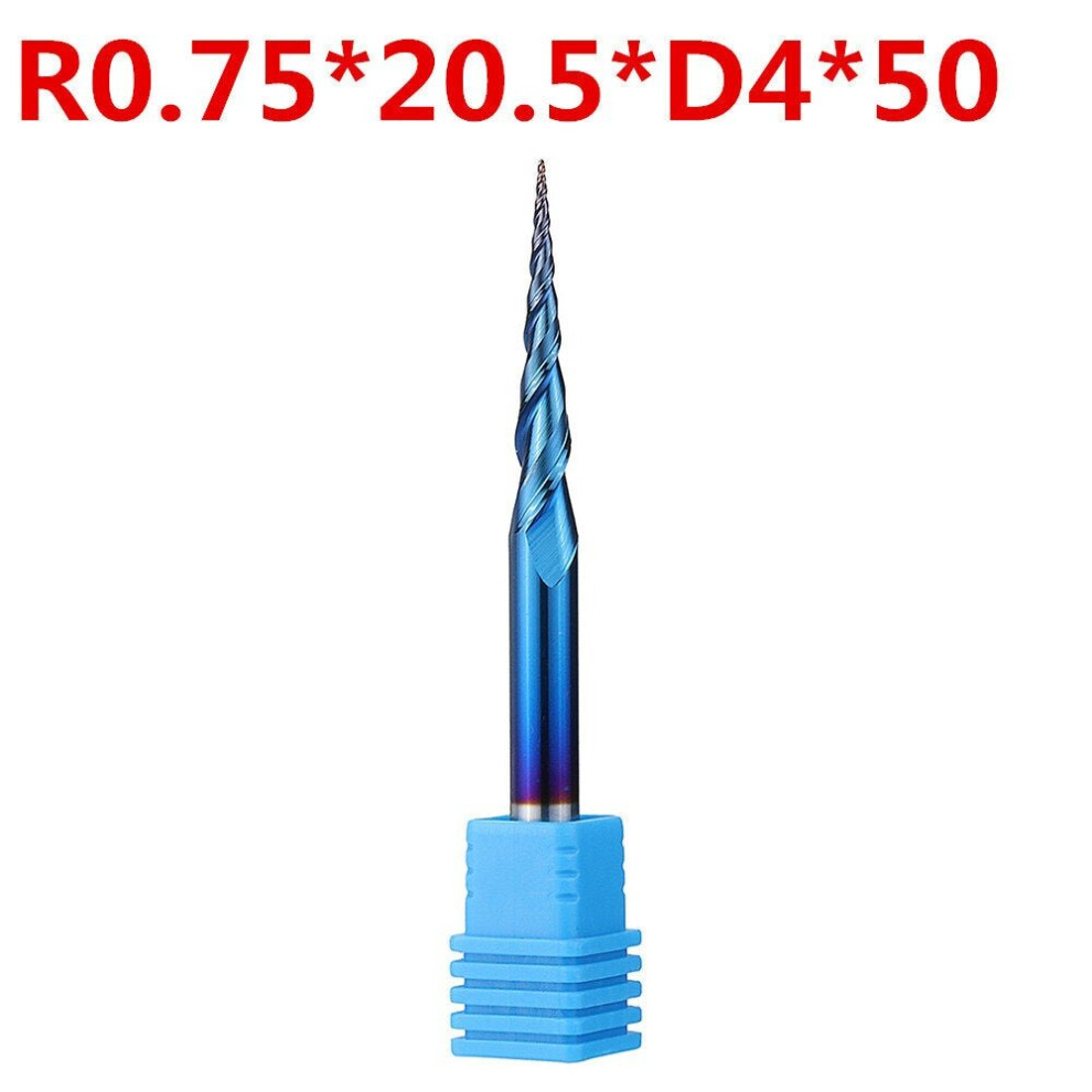 (R0.75*20.5*D4*50) NACO-blue R0.25/ R0.5/ R0.75/ R1.0 *20.5*D4*50 2 Flutes Ball Nose Milling Cutter