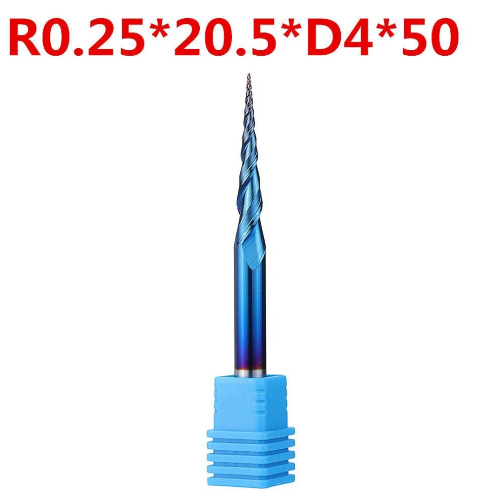 (R0.25*20.5*D4*50) NACO-blue R0.25/ R0.5/ R0.75/ R1.0 *20.5*D4*50 2 Flutes Ball Nose Milling Cutter