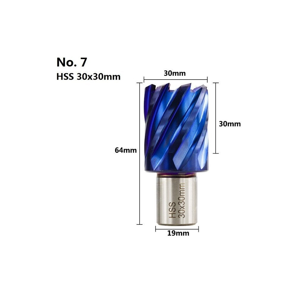 (30mm) 12-42mm Cutting Diameter HSS Hole Opener Core Drill Weldon Shank Nano Blue Coated Annular Cutter Hollow Drill Bit Metal Drilling Bit