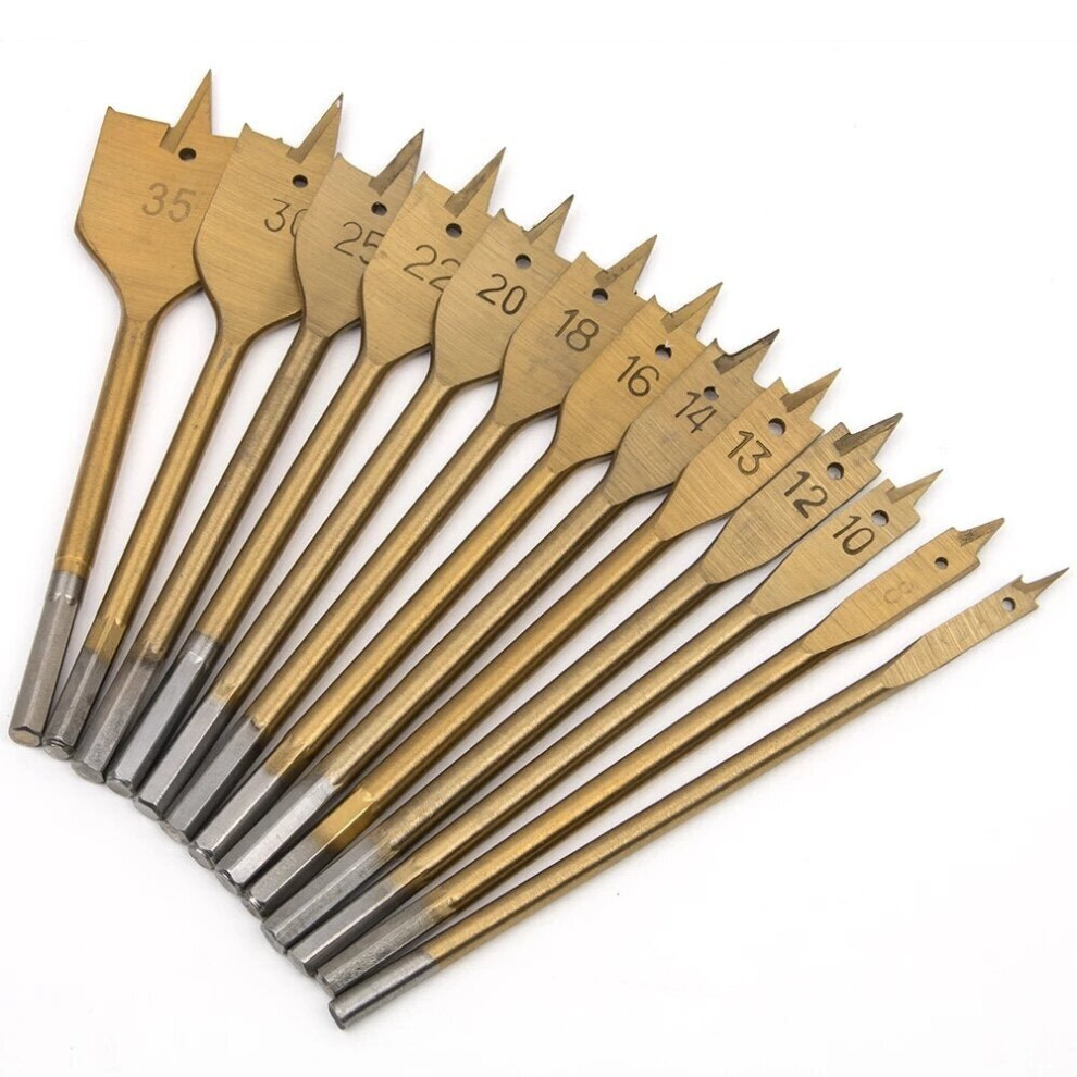 (8Pcs) 6/8/13Pcs Metric Flat Spade Drill Bits Set Titanium Coating Paddle Wood Hole Cutter For Woodworking 6112211929309