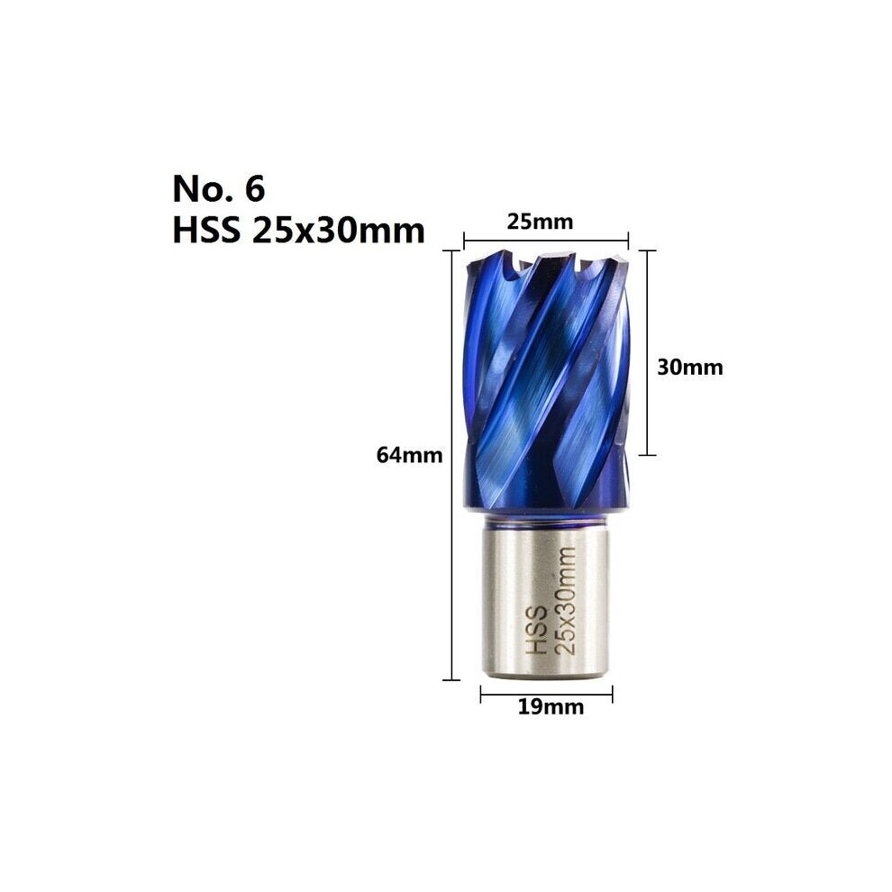 (25mm) 12-42mm Cutting Diameter HSS Hole Opener Core Drill Weldon Shank Nano Blue Coated Annular Cutter Hollow Drill Bit Metal Drilling Bit