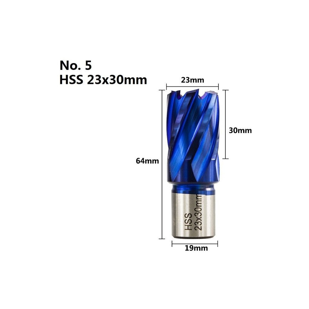 (23mm) 12-42mm Cutting Diameter HSS Hole Opener Core Drill Weldon Shank Nano Blue Coated Annular Cutter Hollow Drill Bit Metal Drilling Bit