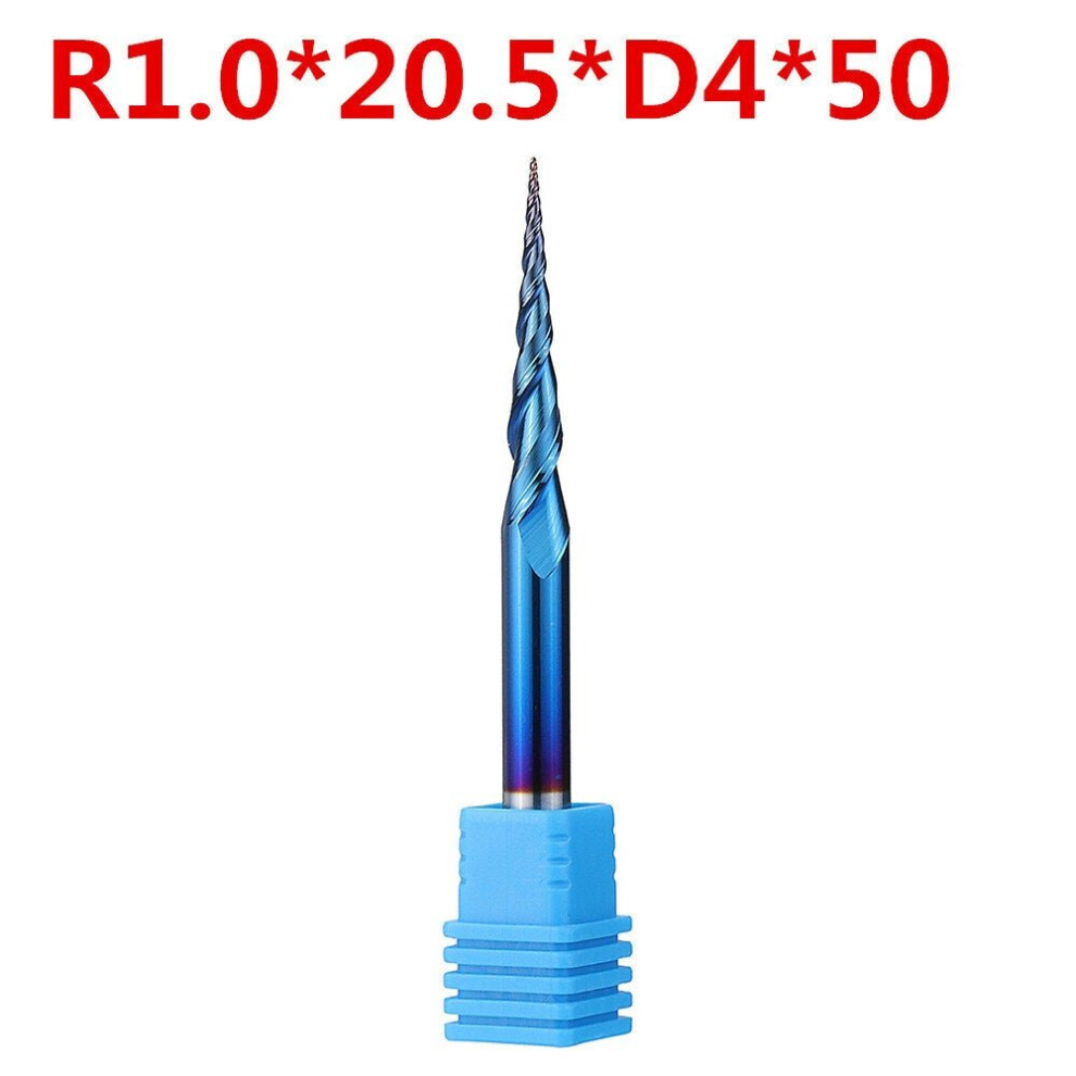 (R1.0*20.5*D4*50) NACO-blue R0.25/ R0.5/ R0.75/ R1.0 *20.5*D4*50 2 Flutes Ball Nose Milling Cutter