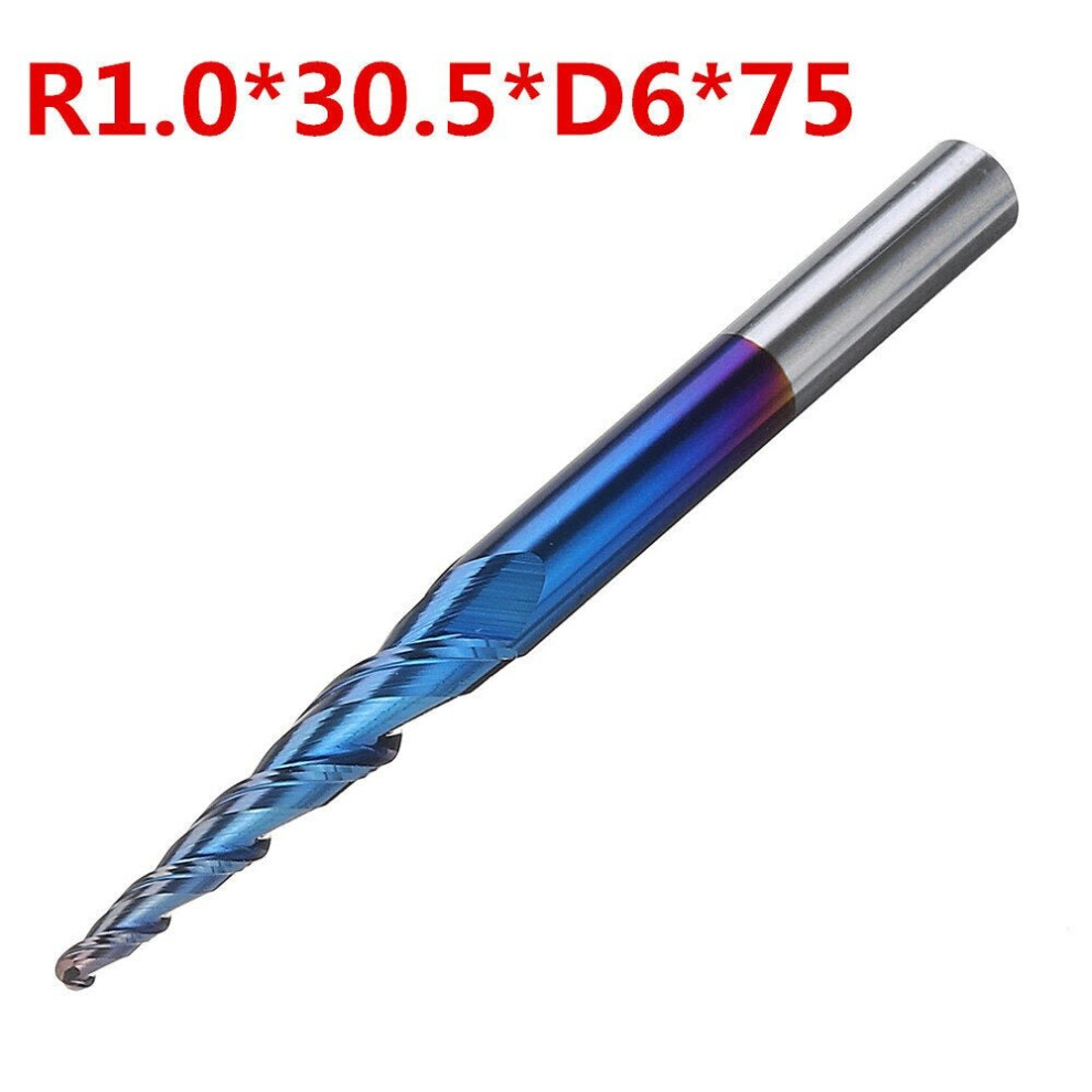 (R1.0*30.5*D6*75) NACO-blue 2 Flutes Ball Nose Milling Cutter R0.25/ R0.5/ R0.75/ R1.0 *30.5*D6*75