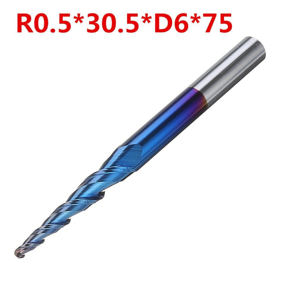 (R0.5*30.5*D6*75) NACO-blue 2 Flutes Ball Nose Milling Cutter R0.25/ R0.5/ R0.75/ R1.0 *30.5*D6*75