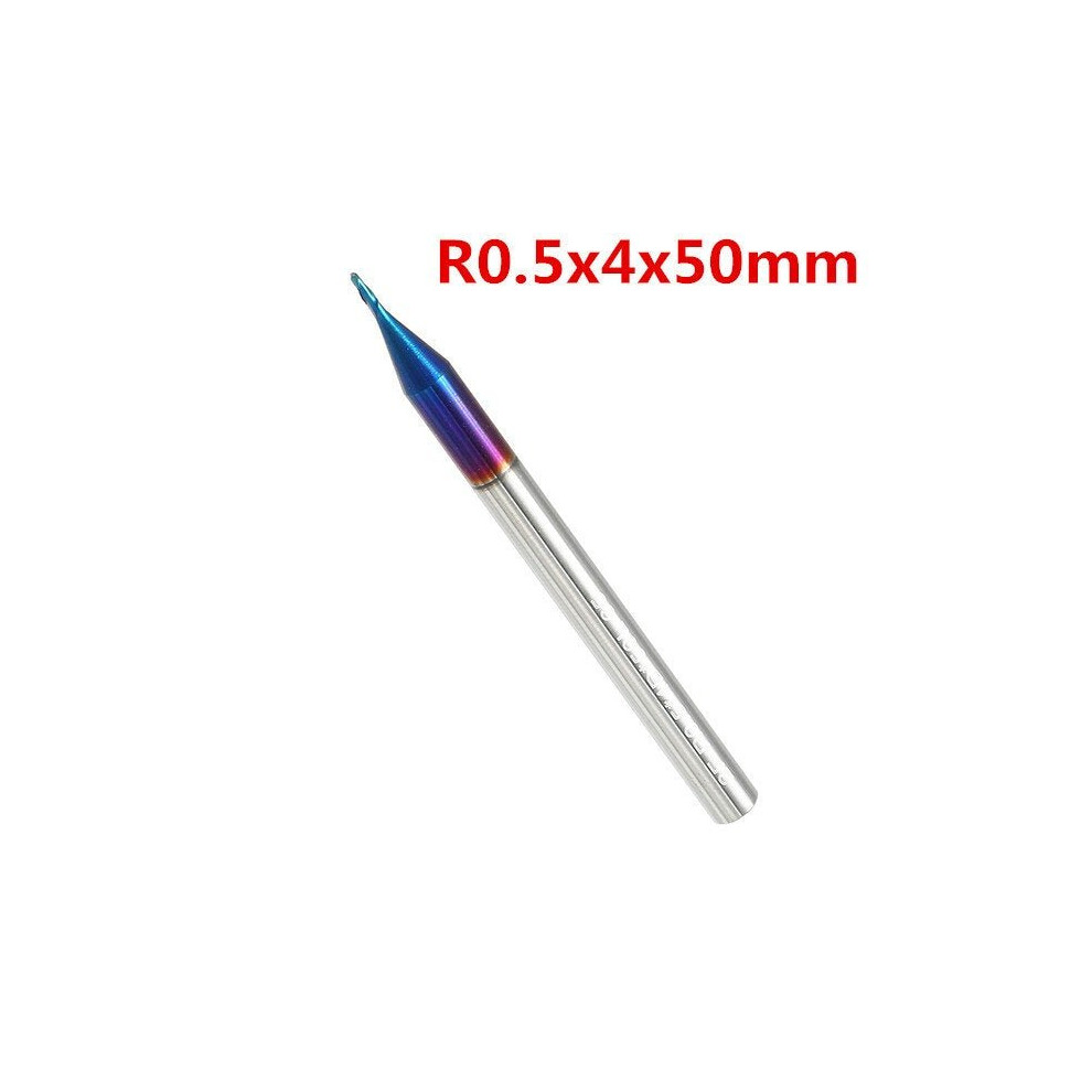 (0.5) R0.5-R3 2 Flutes Tungsten Carbide End Mill HRC65 NACO Coated Ball Nose Cutter