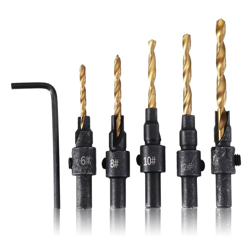 (B:2.38+2.78+3.175+3.56+3.97mm) Countersink Reamer Round Shank Chamfer Drill Bit Set Quick Change