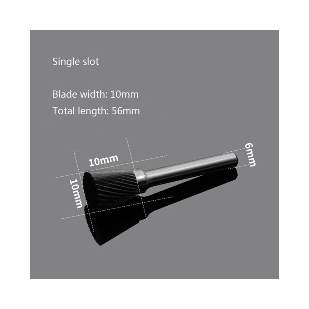 (10*56mm) Tungsten Steel Wood Carving Milling Cutter N-type Inverted Cone Rotary File
