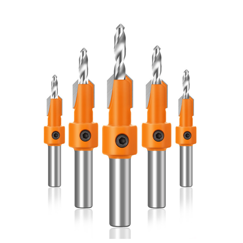 5Pcs 10Mm Carbide Tip Hss Woodworking Countersink Drill Router Bit Set 8Mm Shank Screw Extractor Remon Demolition For Wood Milling Cutter 3654659390578