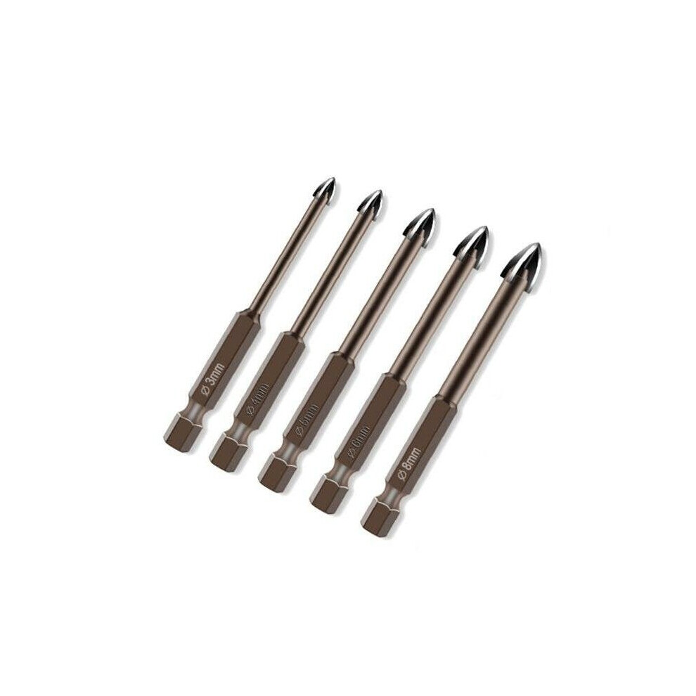 5pcs 3/4/5/6/8mm Cemented Carbide Tile Drill Bit Drilling Tool Ceramic Brick Wall Hole Opener