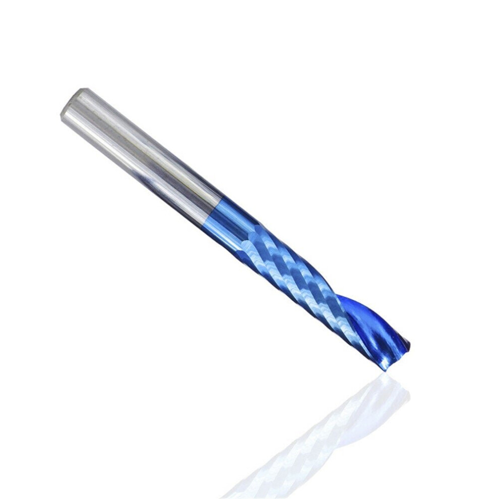 (6*17*50mm) 6mm Shank 1 Flute Spiral Carbide Blue Nano Coating CNC Router Bit Single Flute End Mill Milling Cutter