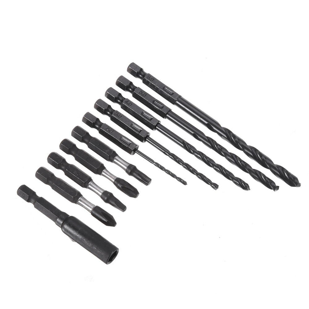 18PCS Screwdriver Drill Bit Set 5PCS 2-6mm Twist Drill Bit 12PCS Phillips Torx Square Screwdriver Bit and Quick Change Extension Rod with Box