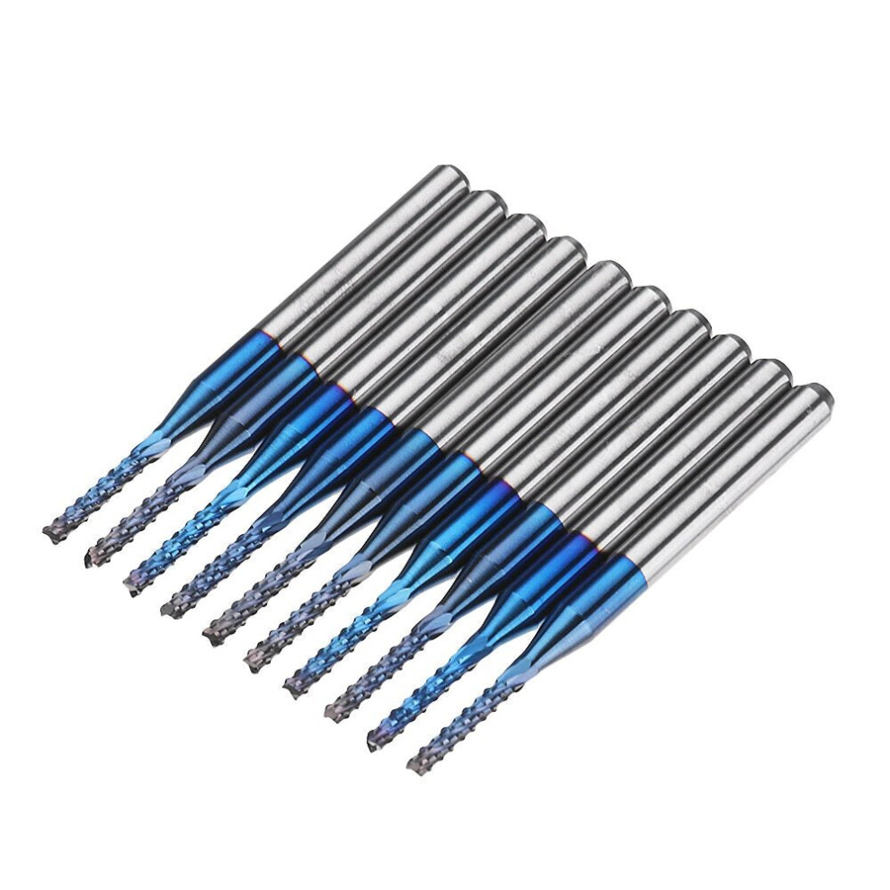 (1.2mm) 10pcs 1.1-1.5mm Blue NACO Coated PCB Bits Carbide Engraving Milling Cutter For CNC Tool Rotary Burrs