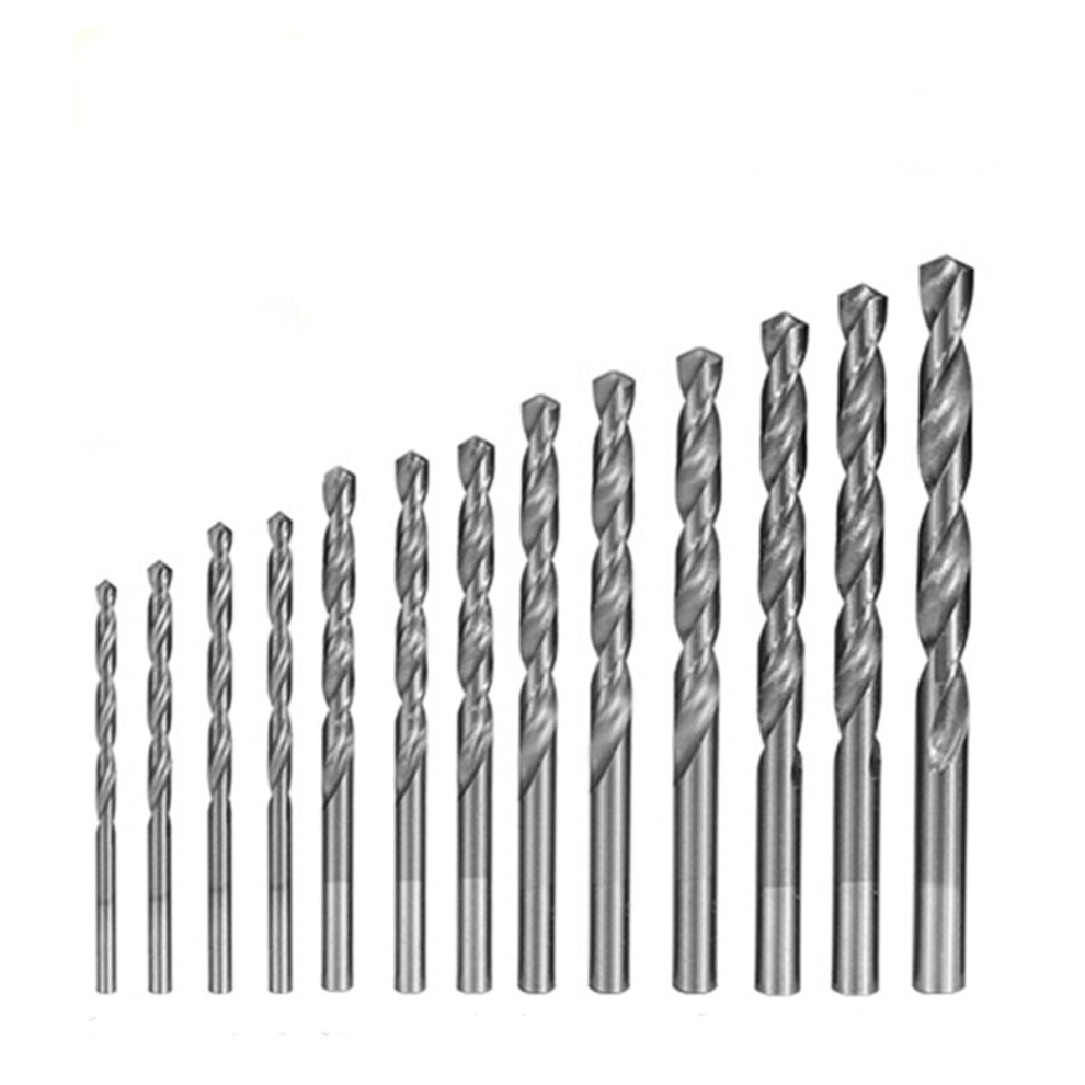 (Silver, 19Pcs) 13/19Pcs Titanium Coated High-Speed Steel Twist Drill Set Electric Hole Bit 6112211947808