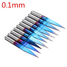 (0.1mm) 10pcs 0.1/0.2/0.3mm 15 Degree Blue Nano Coated Carbide Engraving Bit Flat Bottom PCB Engraving Bit CNC Router Tool