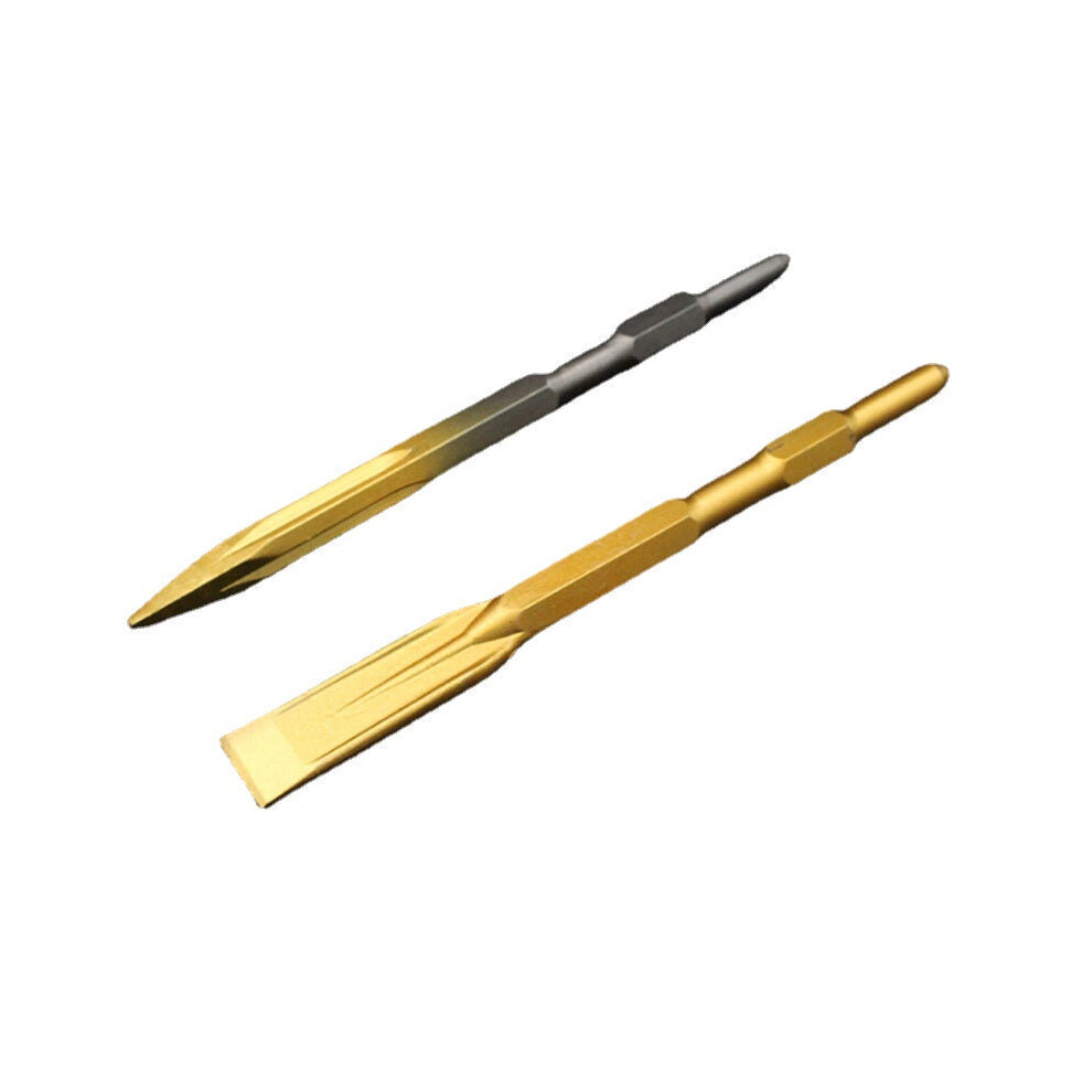 (Flat Head) 17 x 280mm Pointed/Flat Head Golden Hex Shank Drill Bit for Hammer Drill Machine Slot