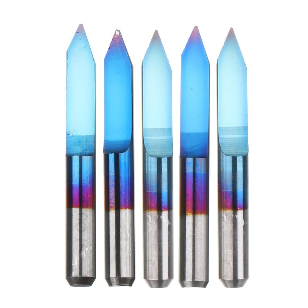 (0.1mm) 10pcs 0.1/0.2/0.3/0.4/0.5mm 45 Degree Flat Bottom PCB Engraving Bit Blue NANO Coated Carbide CNC Router Tool