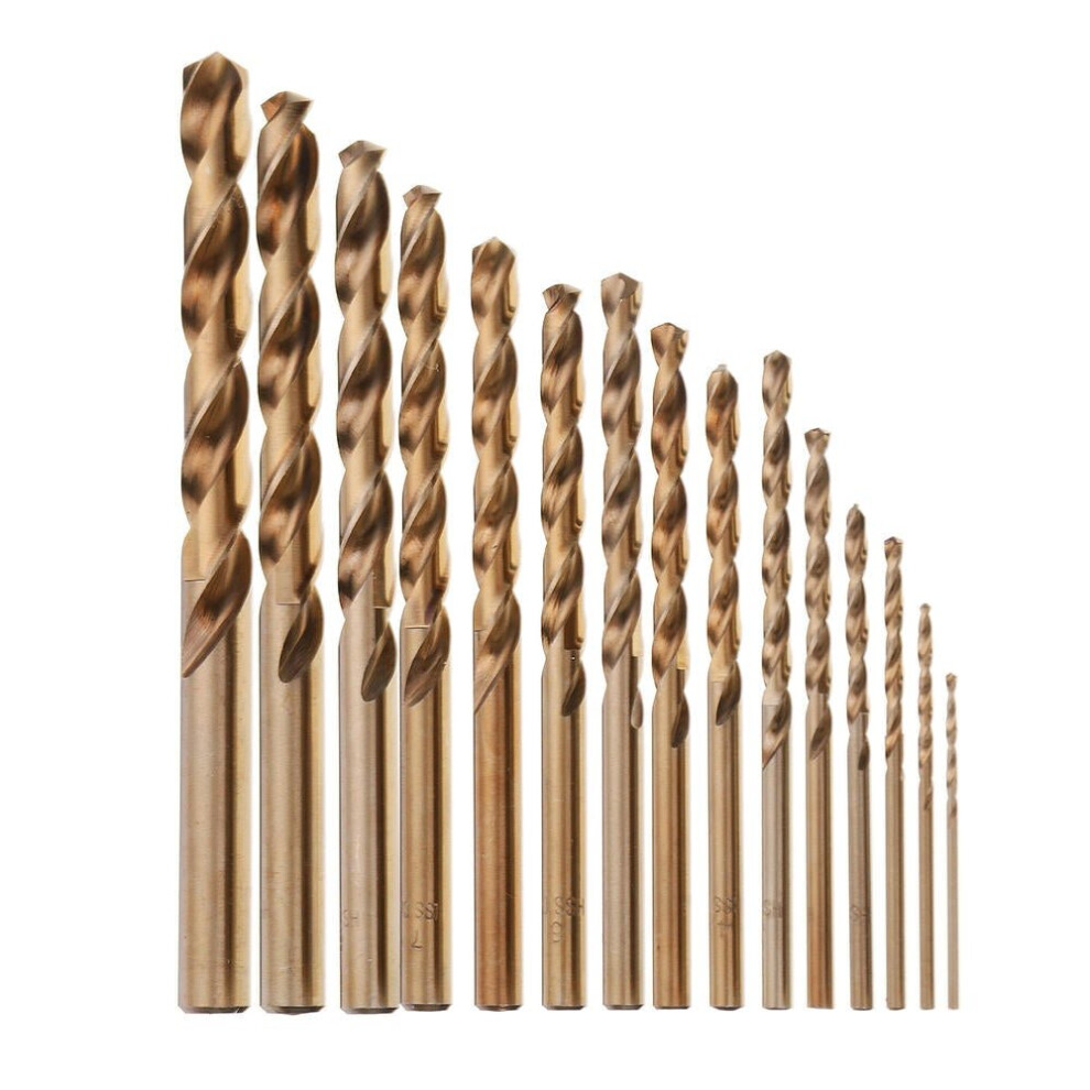 15pcs 1.5-10mm HSS M35 Cobalt Twist Drill Bit for Metal Stainless Steel Aluminium Copper