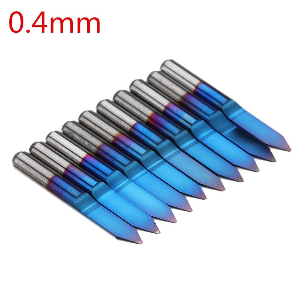 (0.5mm) 10pcs 0.1/0.2/0.3/0.4/0.5mm 45 Degree Flat Bottom PCB Engraving Bit Blue NANO Coated Carbide CNC Router Tool