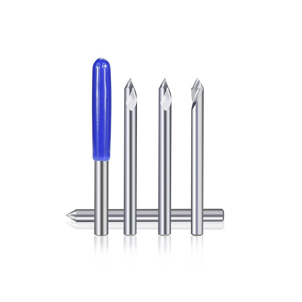 (20, 0.1mm) 3.175mm Shank HSS Engraving Bit End Milling Cutter 20/30/45/60 Degrees Tip 0.1 0.2 0.3mm 3D Milling Bit Carving