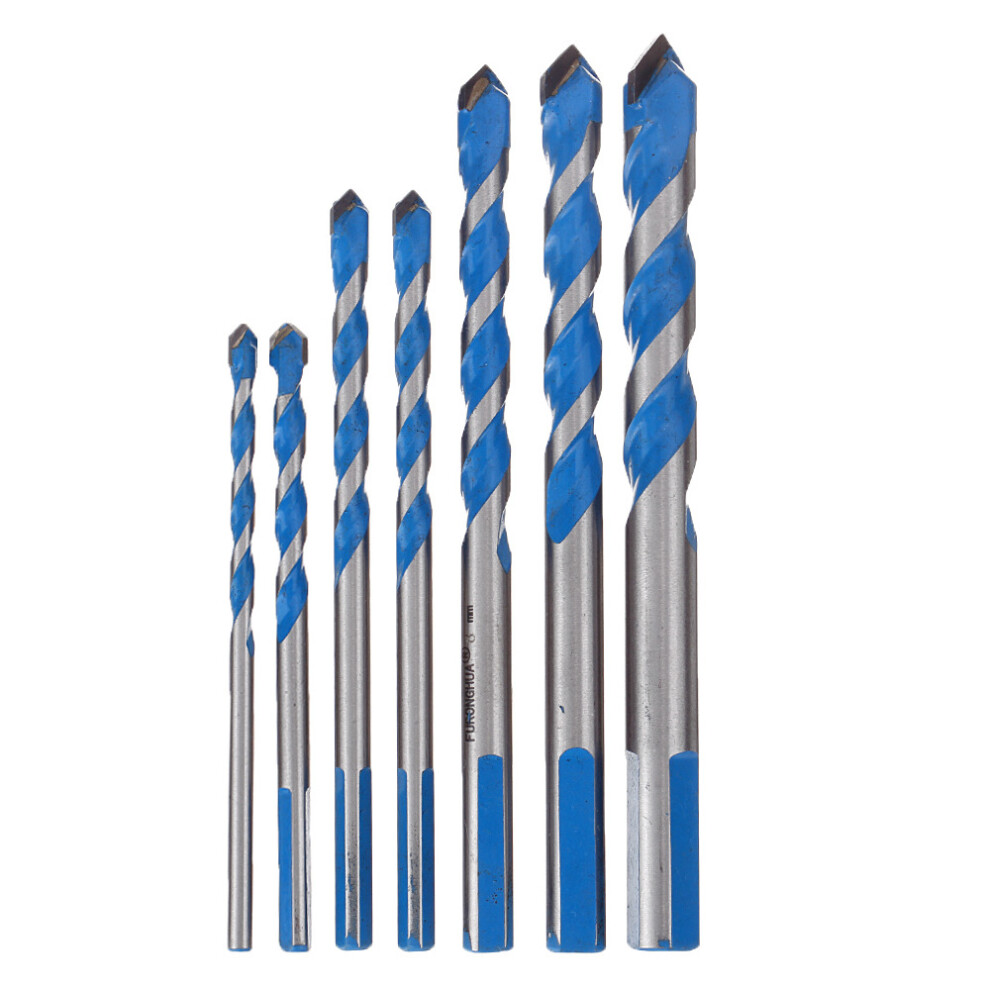 7Pcs Multi Purpose /Construction Carbide Tip Drill Bits Set 4-12mm for Concrete Masonry Ceramics Tiles Wood Plastic Metal Sheets and Aluminum