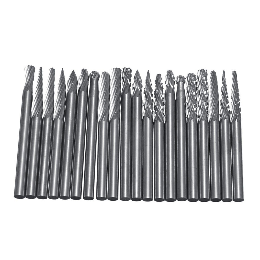 20Pcs 3x3mm Tungsten Steel Solid Carbide Burrs Rotary Rasp File Grinding Tools Kit