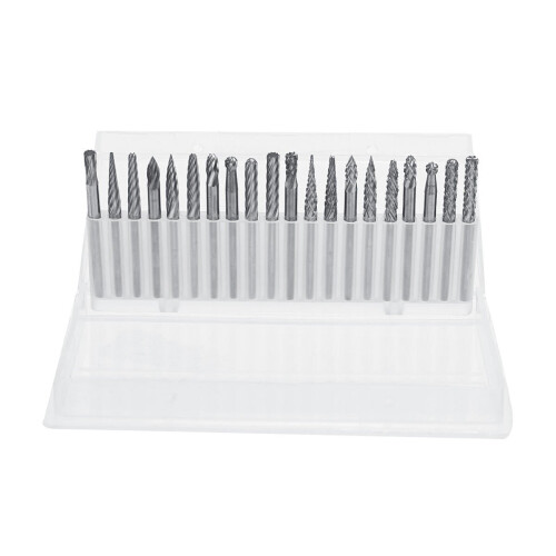 20Pcs 3x3mm Tungsten Steel Solid Carbide Burrs Rotary Rasp File Grinding Tools Kit 2