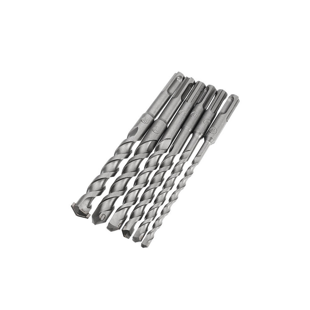 6Pcs 6 to 16mm Electric Hammer Drill Bit Set 160mm Carbide Tip SDS Plus Shank Concrete Bits